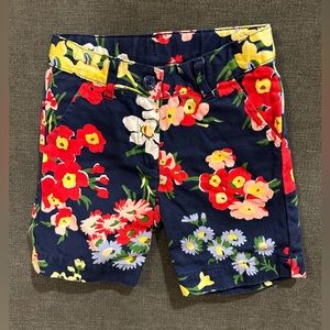 Janie & Jack 2T navy floral shorts w/ adjustable waist
